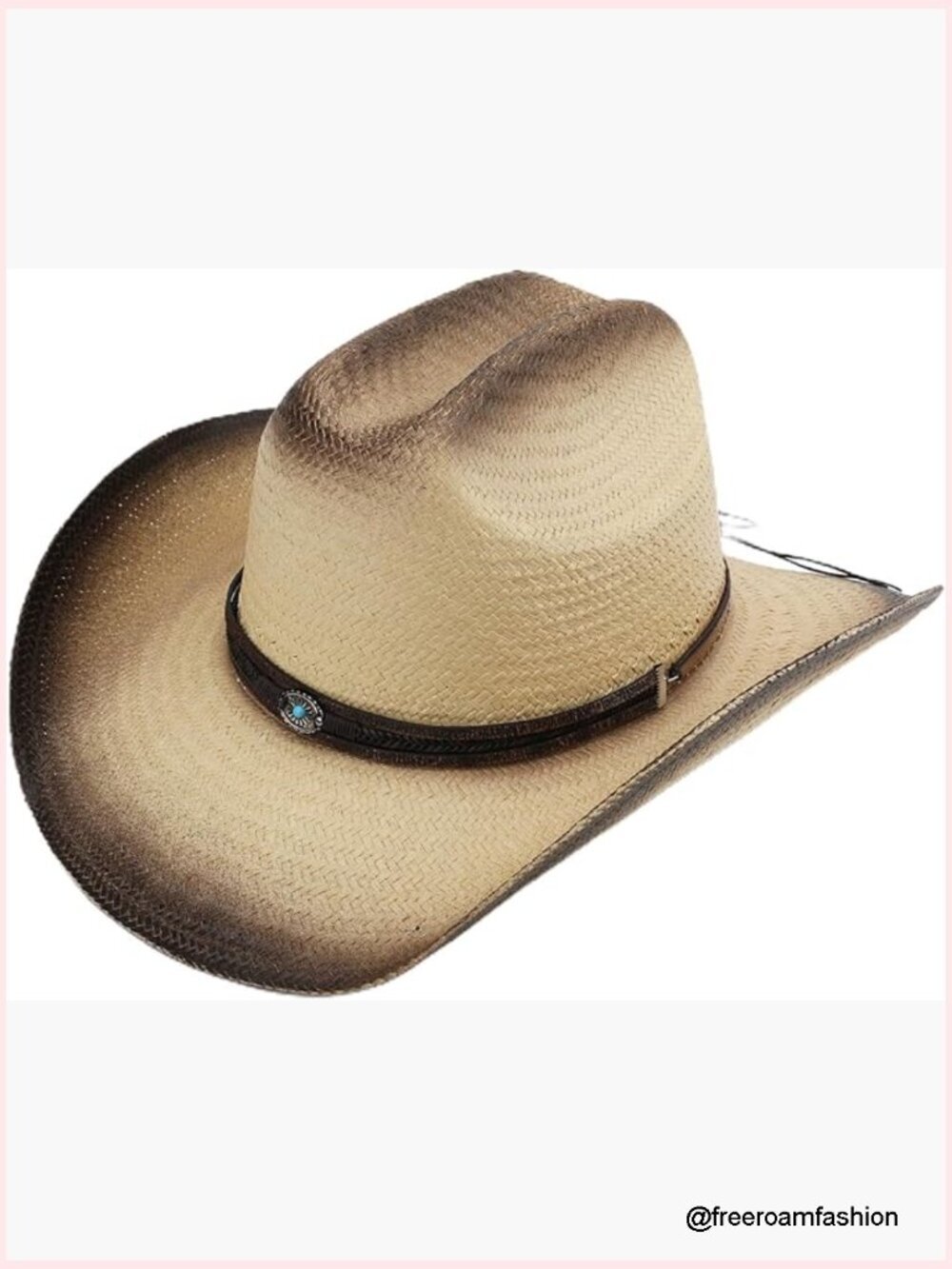 Classic Western Straw Cattleman Hat, Adjustable Sun Protection